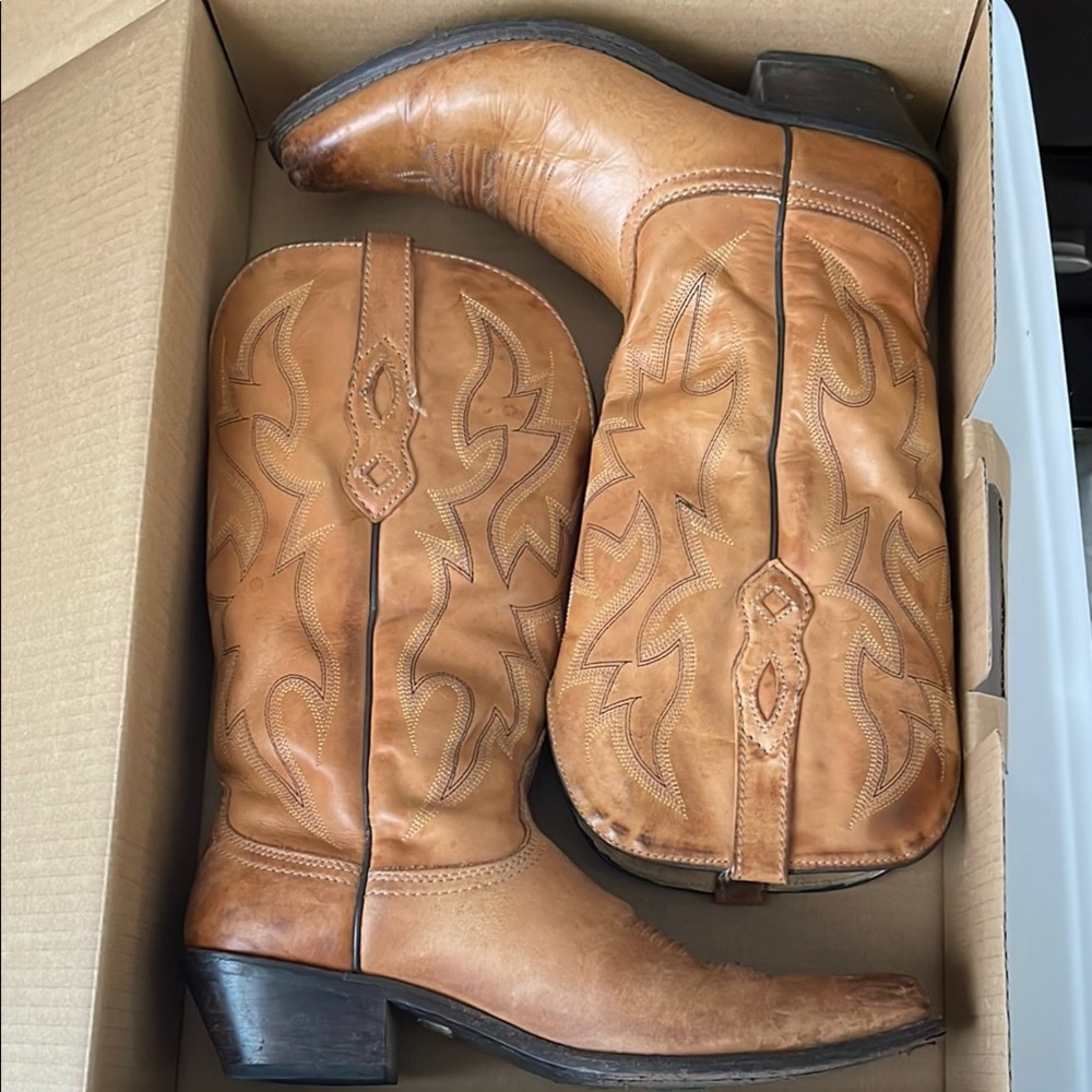 Tan Leather Cowboy Boots